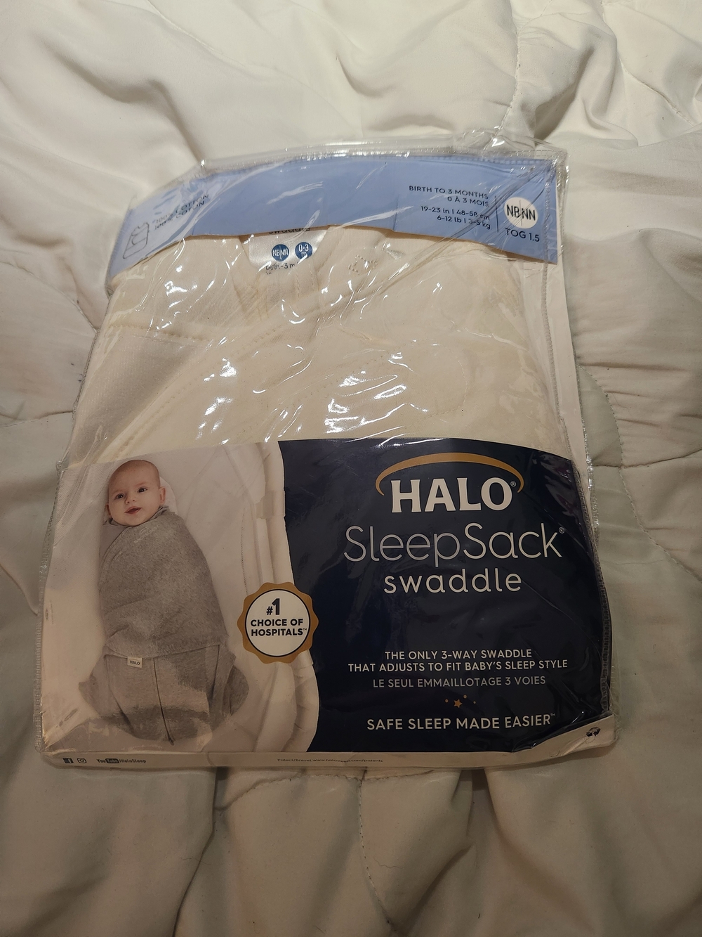 Halo SleepSack Swaddle - Cream and Gray